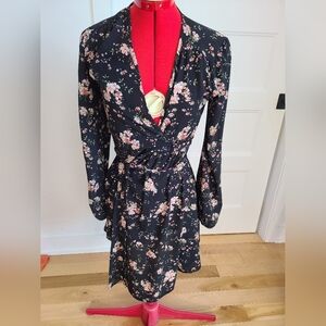 Twik dress black and pink flowers